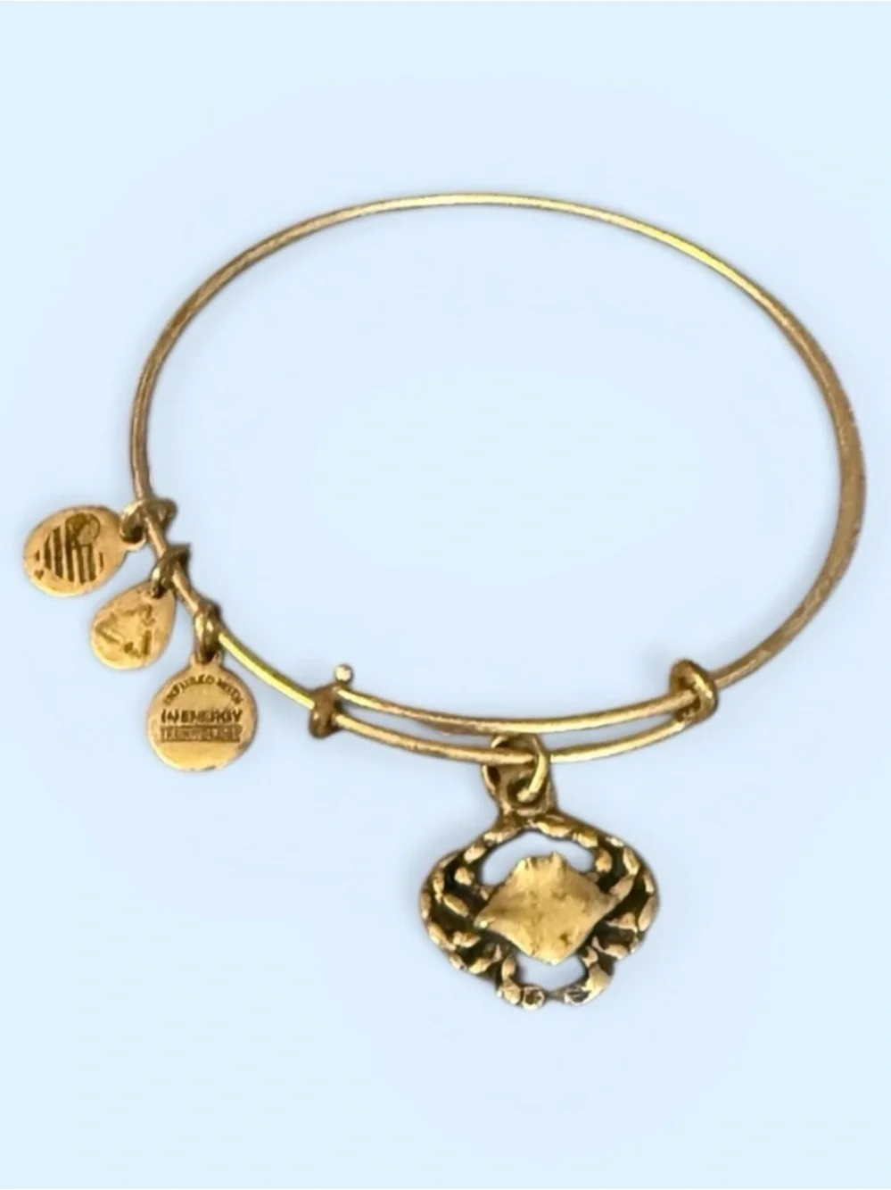 NIB Alex and Ani Crab Charm Bangle Rafaelian Gold Expandable Bracelet - Picture 2 of 4